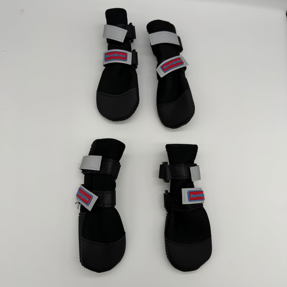 Bark Brite All Weather Neoprene Dog Boots Black Size Medium Set‎ of 4 Reflective